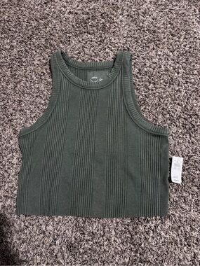 Aerie Olive Ribbed Crop Tank Top - Women